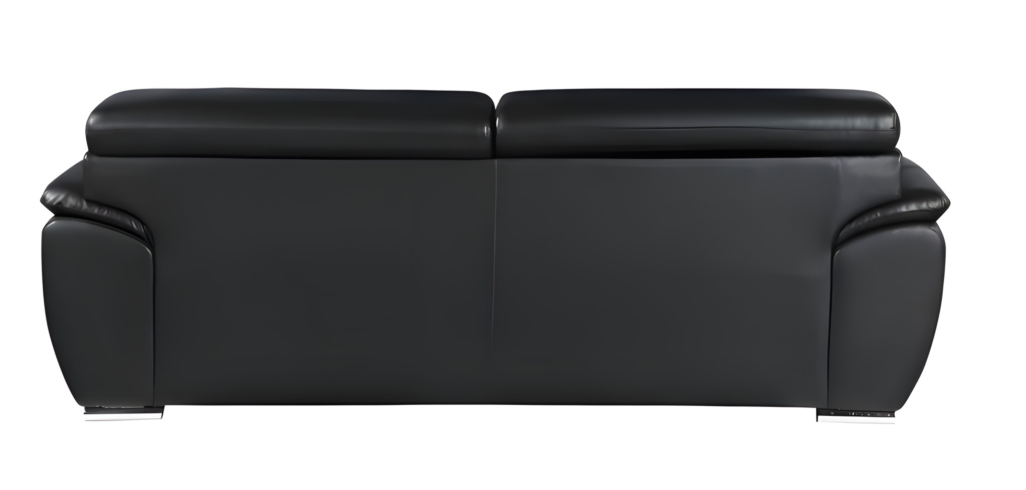 86" Black Leather Sofa With Silver Legs - Image 4