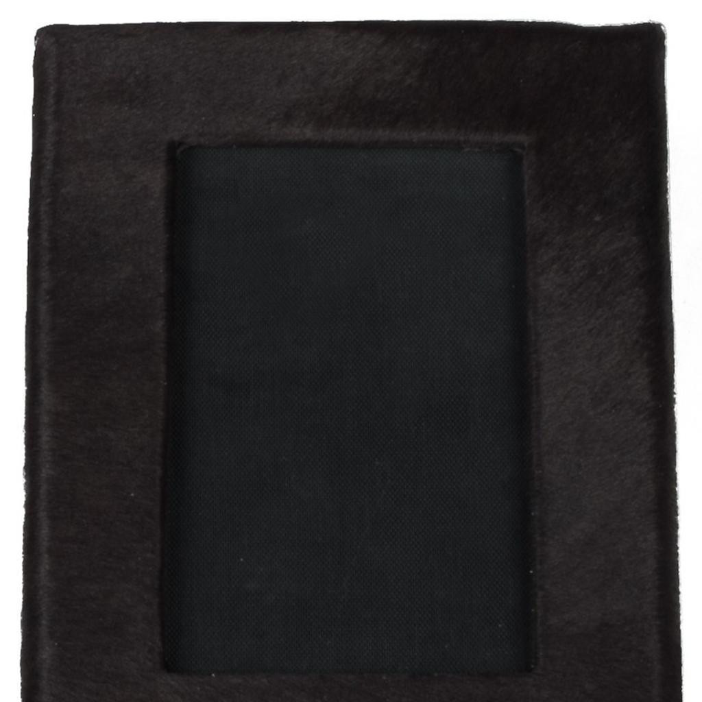 4" x 6" Black Cowhide Picture Frame with Mat - Image 5