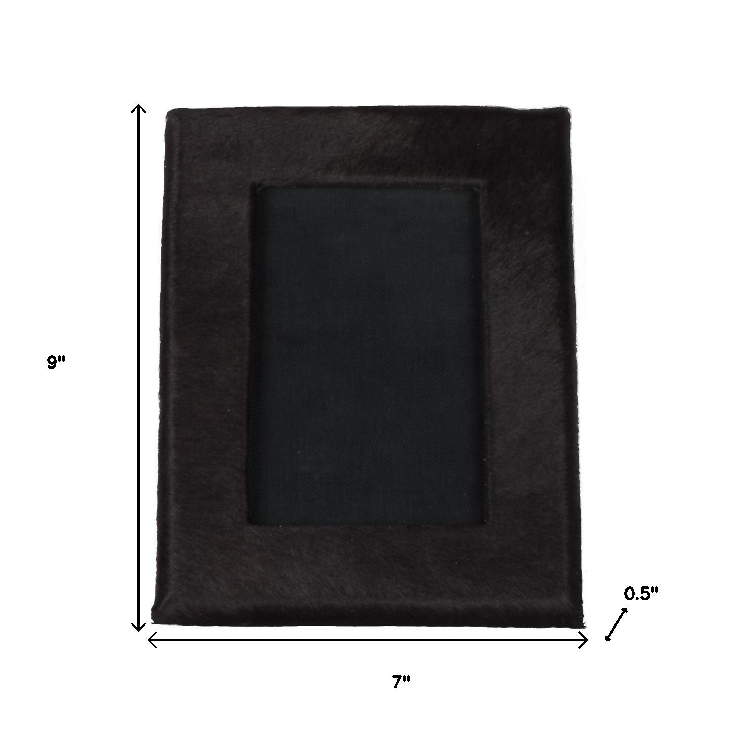 4" x 6" Black Cowhide Picture Frame with Mat - Image 6