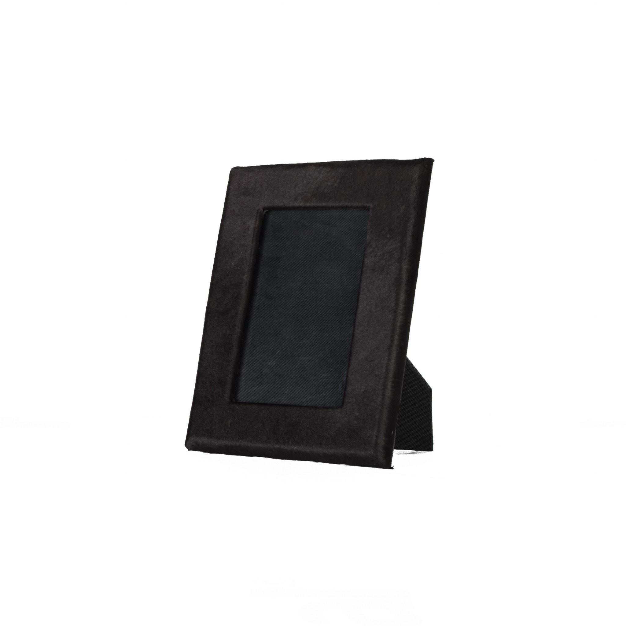 4" x 6" Black Cowhide Picture Frame with Mat - Image 3