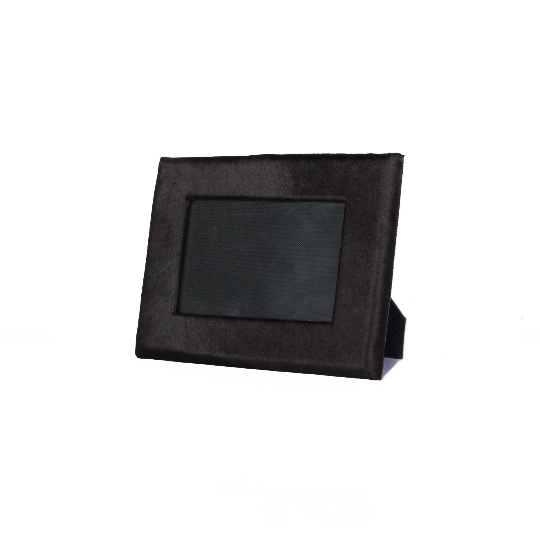4" x 6" Black Cowhide Picture Frame with Mat - Image 4