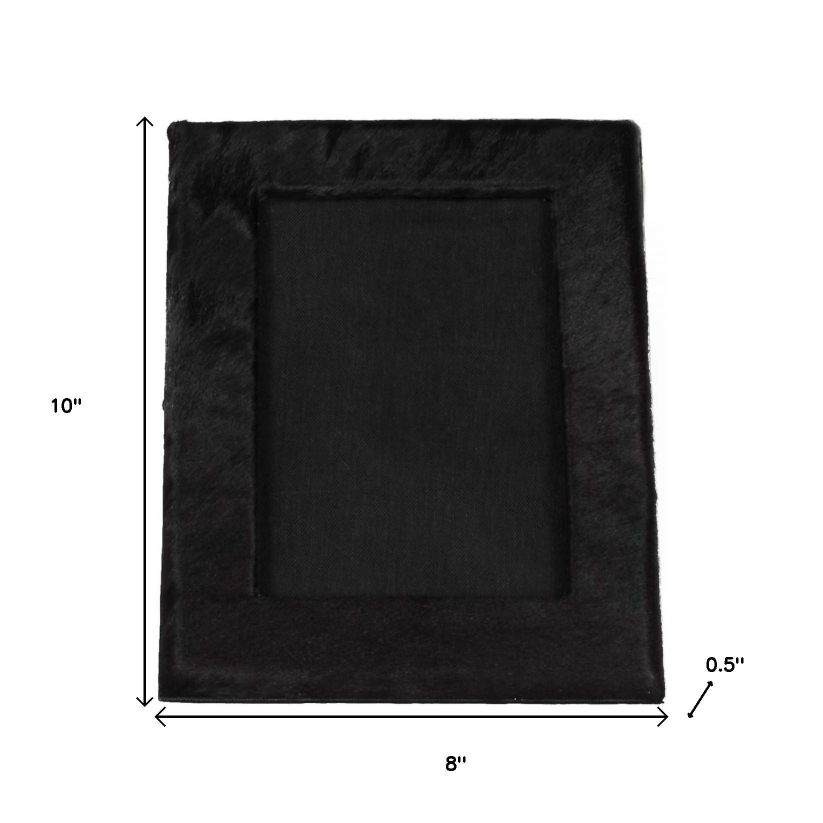 5" x 7" Black Cowhide Hanging & Tabletop Picture Frame with Mat - Image 6