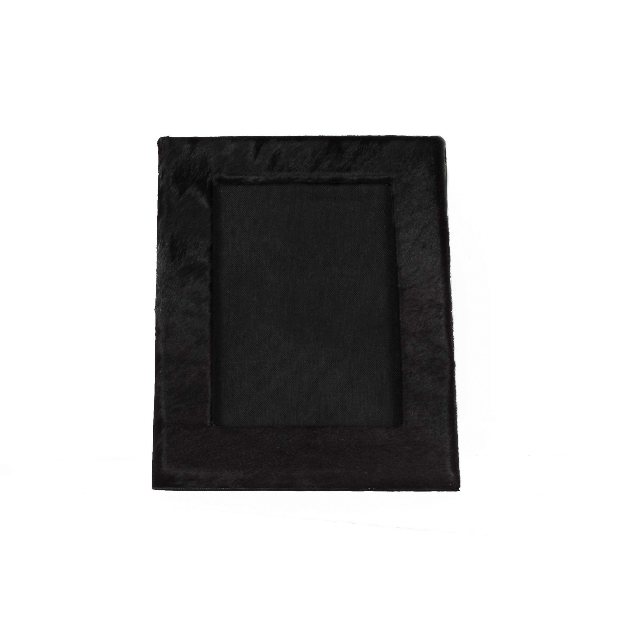 5" x 7" Black Cowhide Hanging & Tabletop Picture Frame with Mat - Image 2