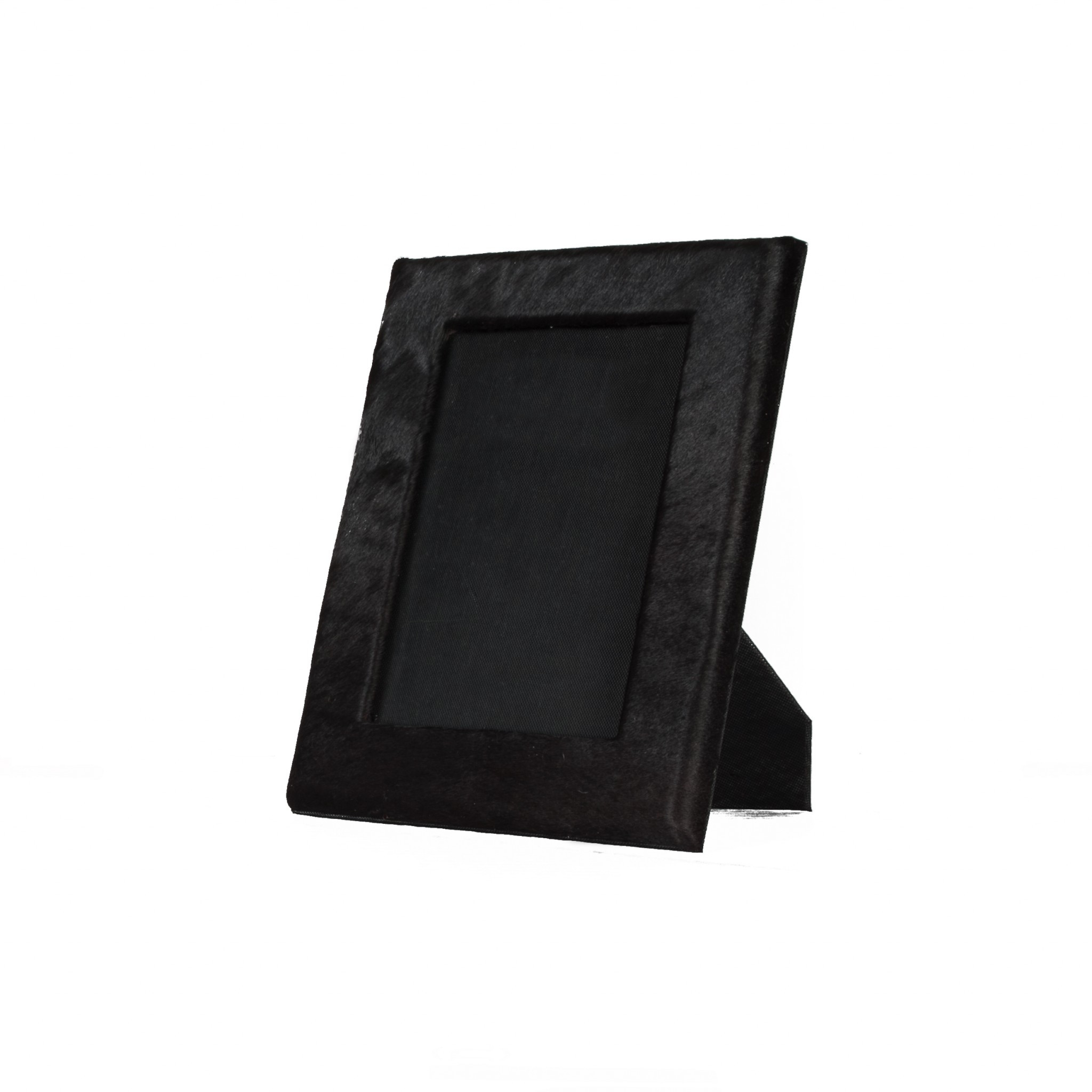 5" x 7" Black Cowhide Hanging & Tabletop Picture Frame with Mat - Image 3