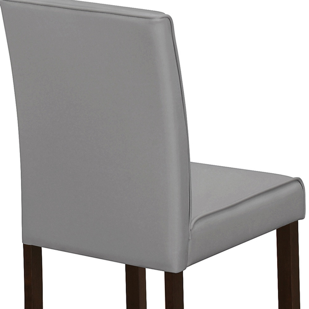 Set of Two 25 " Gray And Brown Solid Wood Counter Height Bar Chairs - Image 2