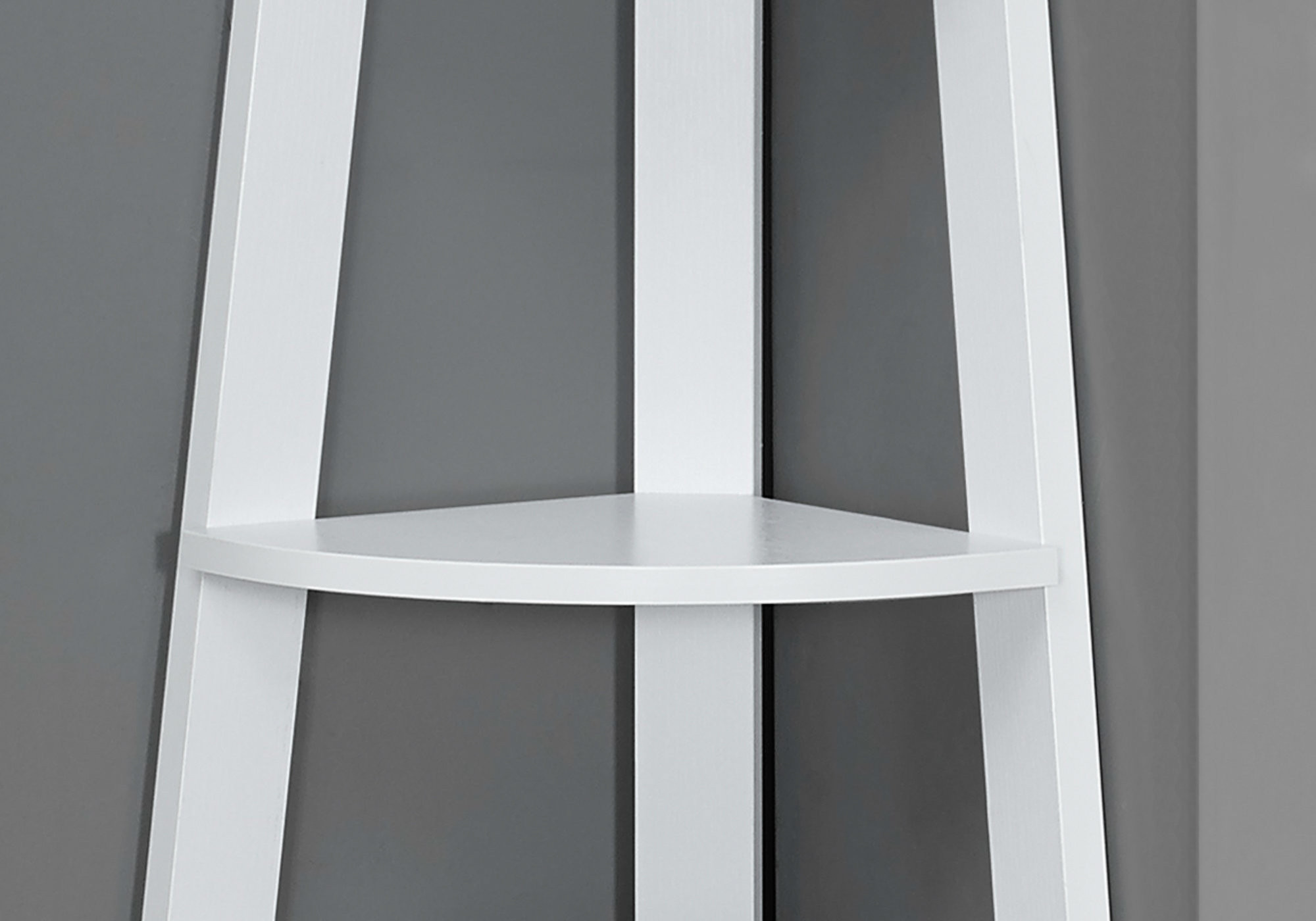 71" White Wood Five Tier Corner Bookcase - Image 8