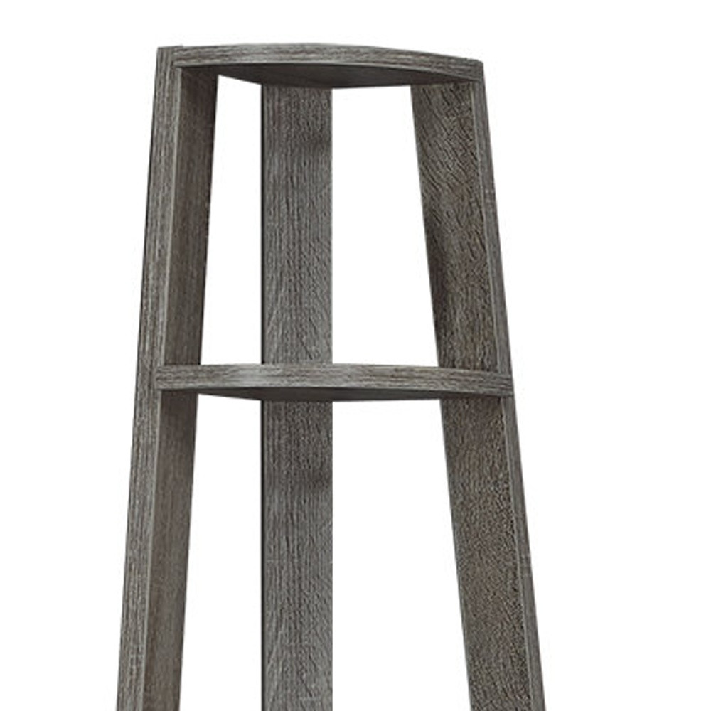 71" Taupe Wood Five Tier Corner Bookcase - Image 3