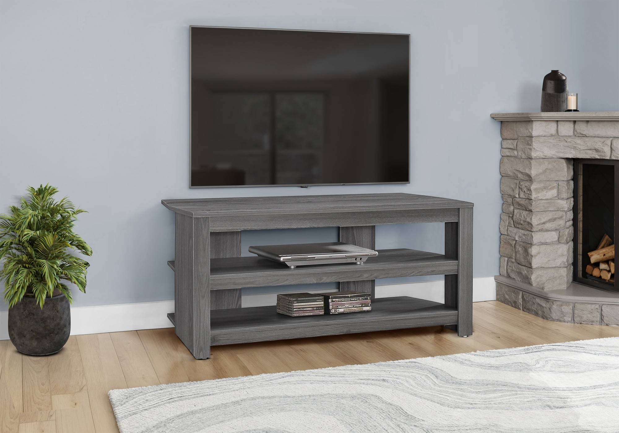 42" Ash Gray Open Shelving TV Stand - Image 7