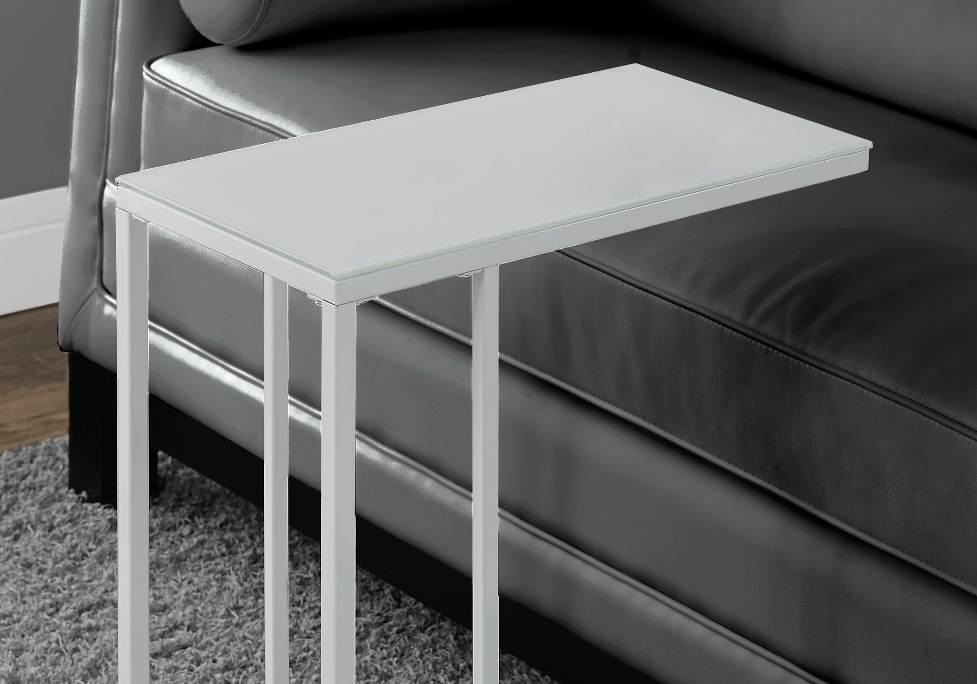 18.25" X 10.25" X 24" White Metal Tempered Glass Accent Table - Image 5