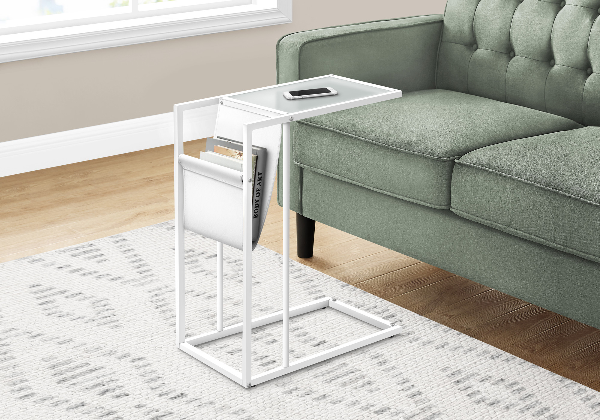 White Modern Metal And Glass Tv Table - Image 3
