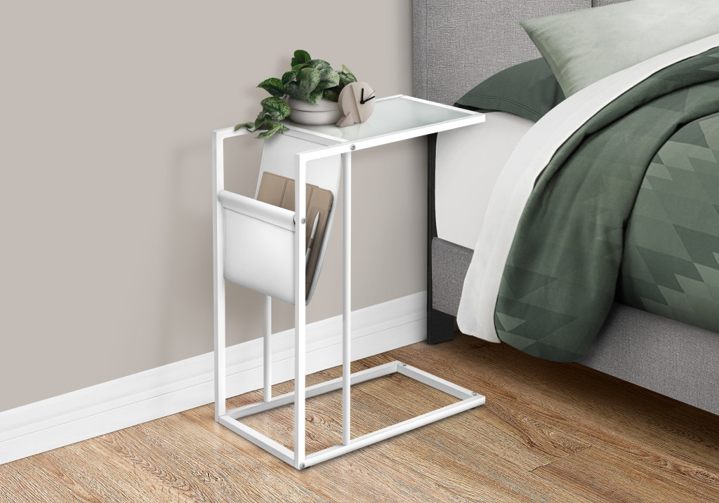 White Modern Metal And Glass Tv Table - Image 4