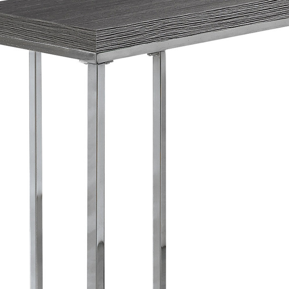 18.25" X 10.25" X 25.25" Grey Particle Board Metal Accent Table