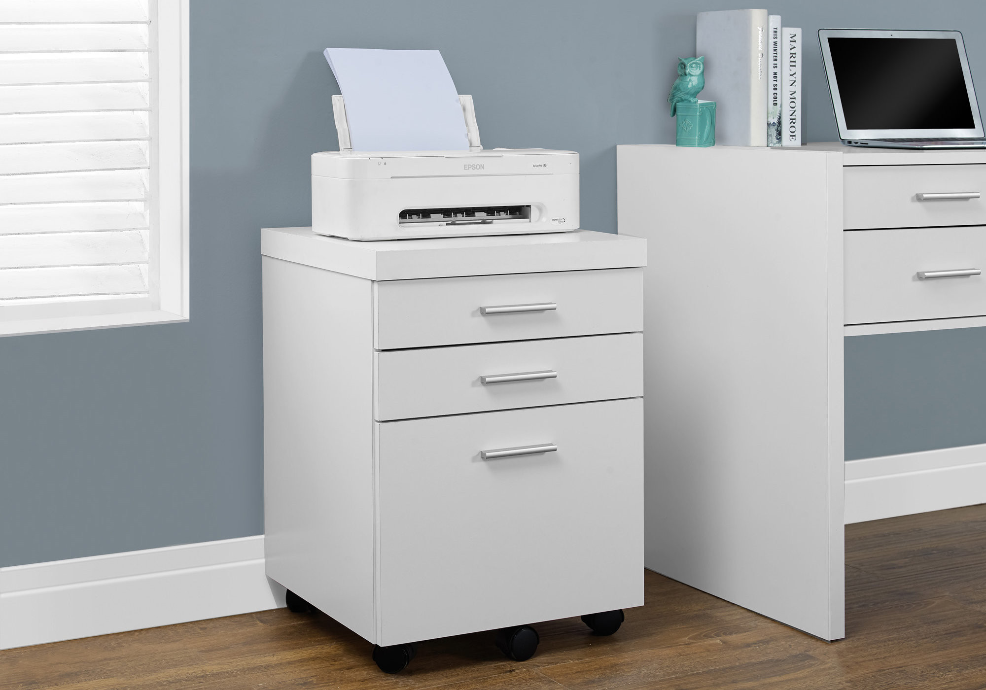 25" White Particle Board Filing Cabinet With Drawers - Image 5