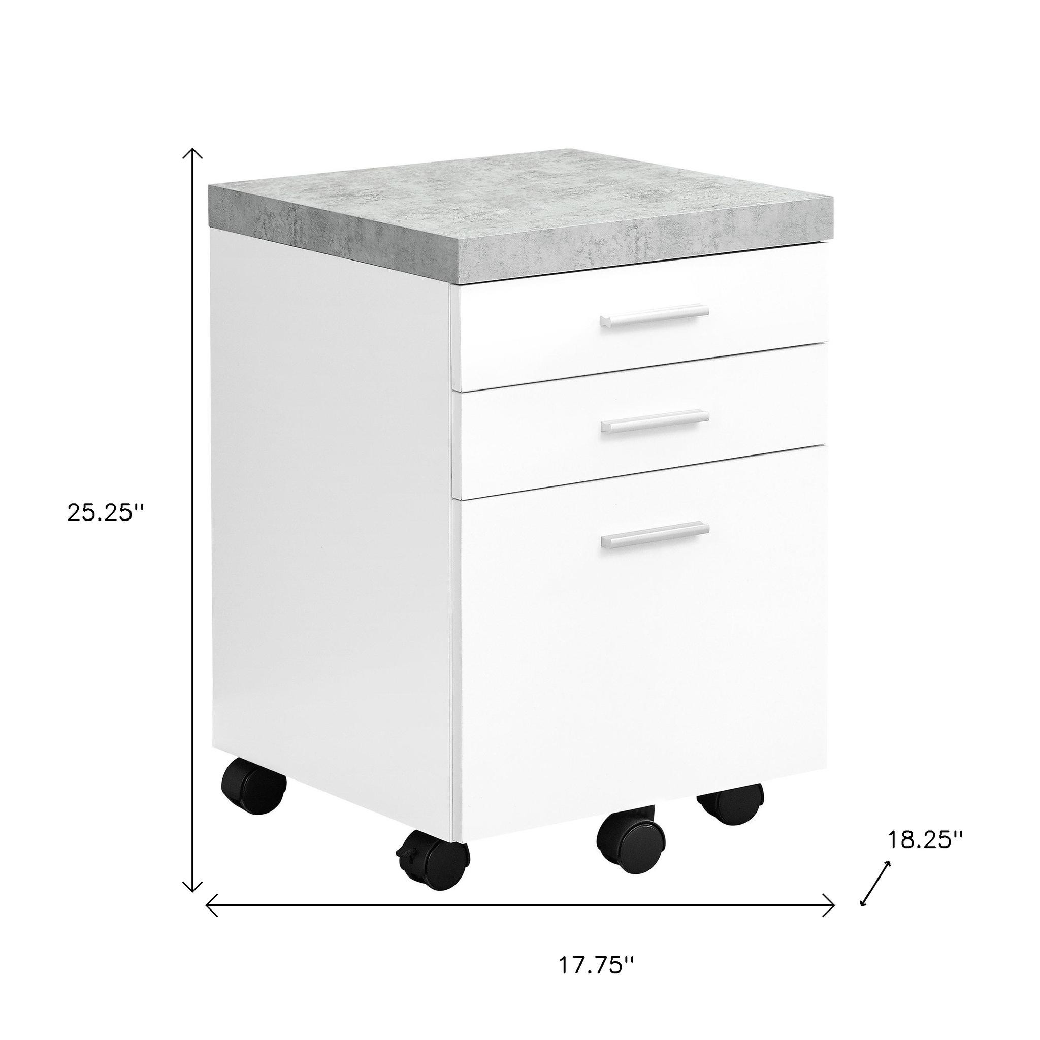 25" White And Gray Particle Board and Wood Filing Cabinet With Drawers - Image 3