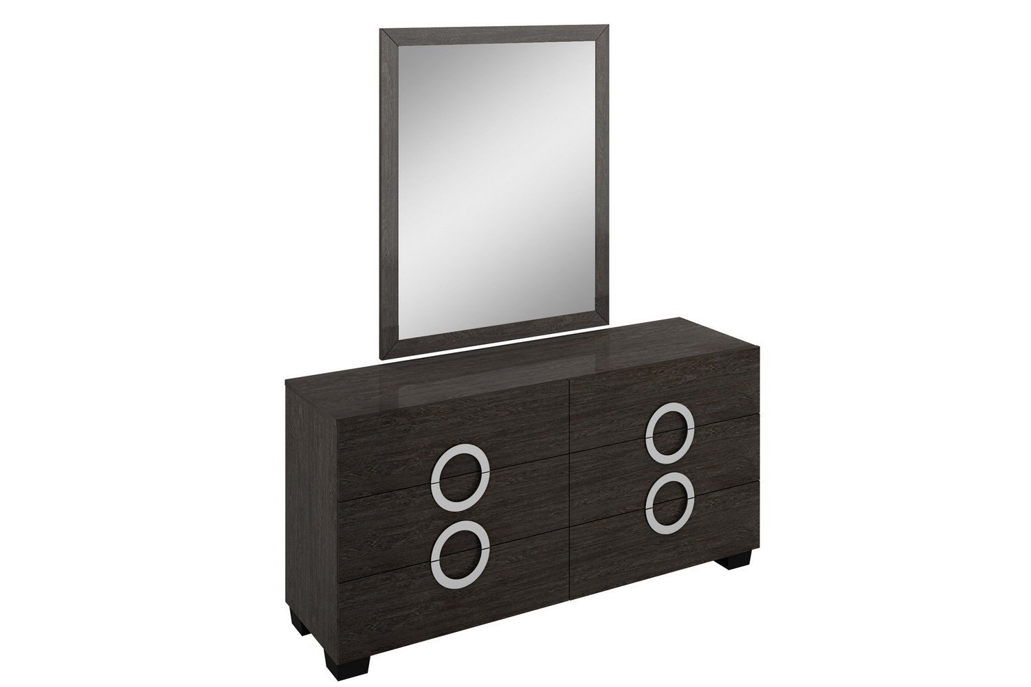 Four Piece Gray Solid Wood Bedroom Set With Mirror - Image 3