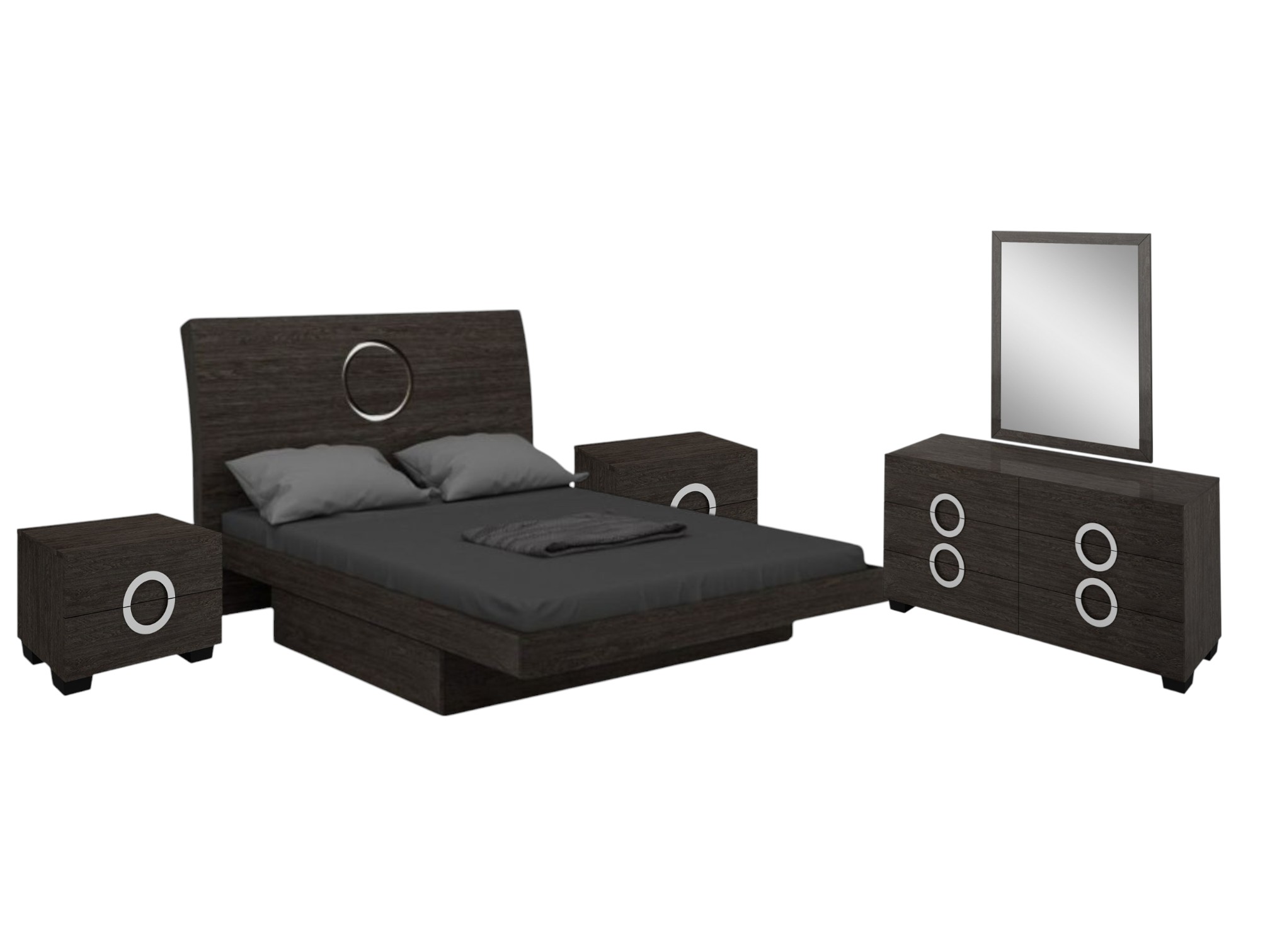 Four Piece Gray Solid Wood Bedroom Set With Mirror - Image 5