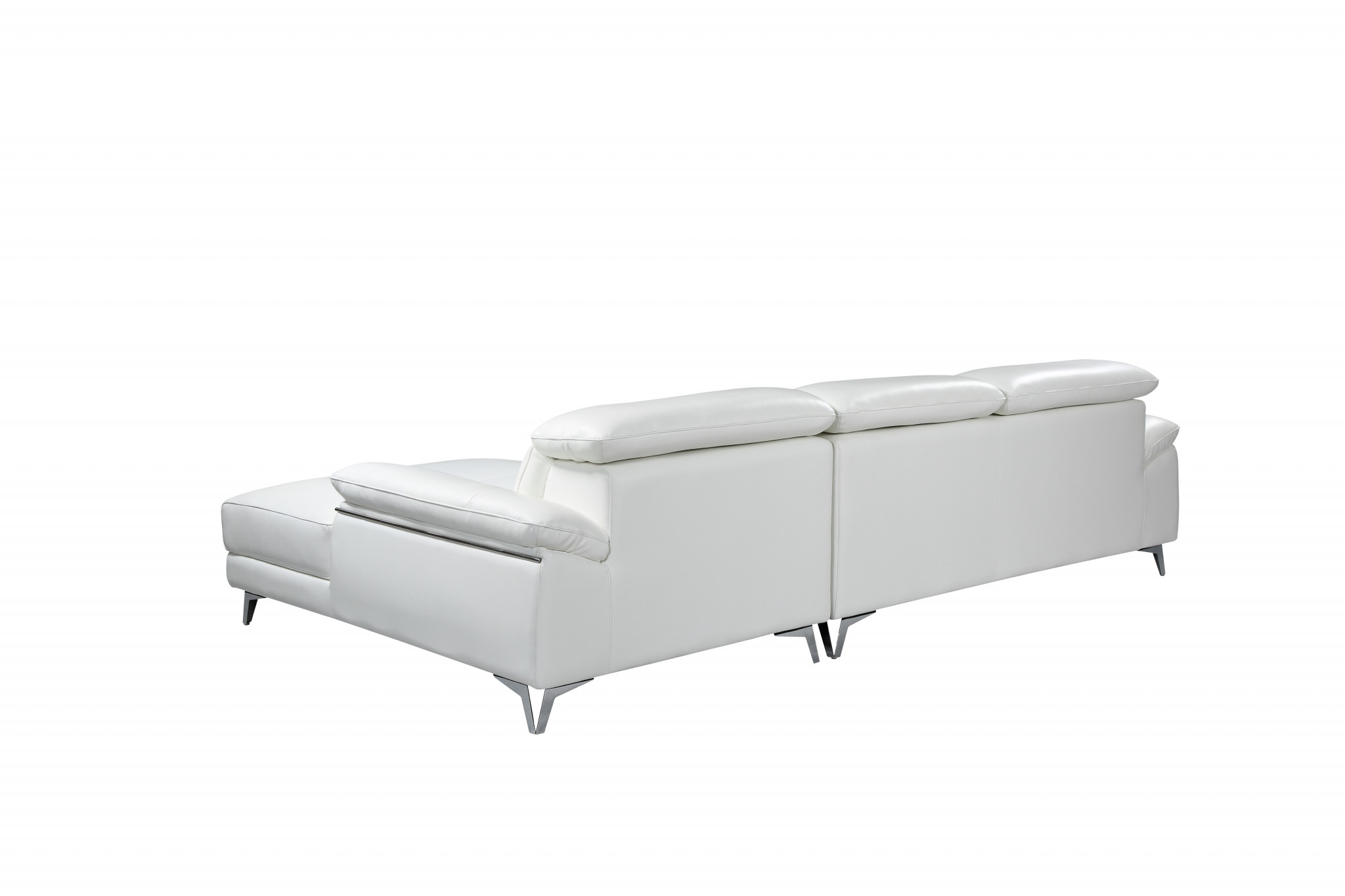 White Italian Leather L Shaped Two Piece Sofa and Chaise Sectional - Image 3