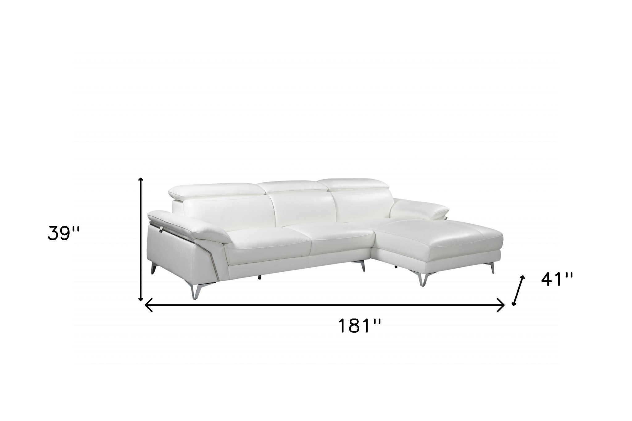 White Italian Leather L Shaped Two Piece Sofa and Chaise Sectional - Image 10