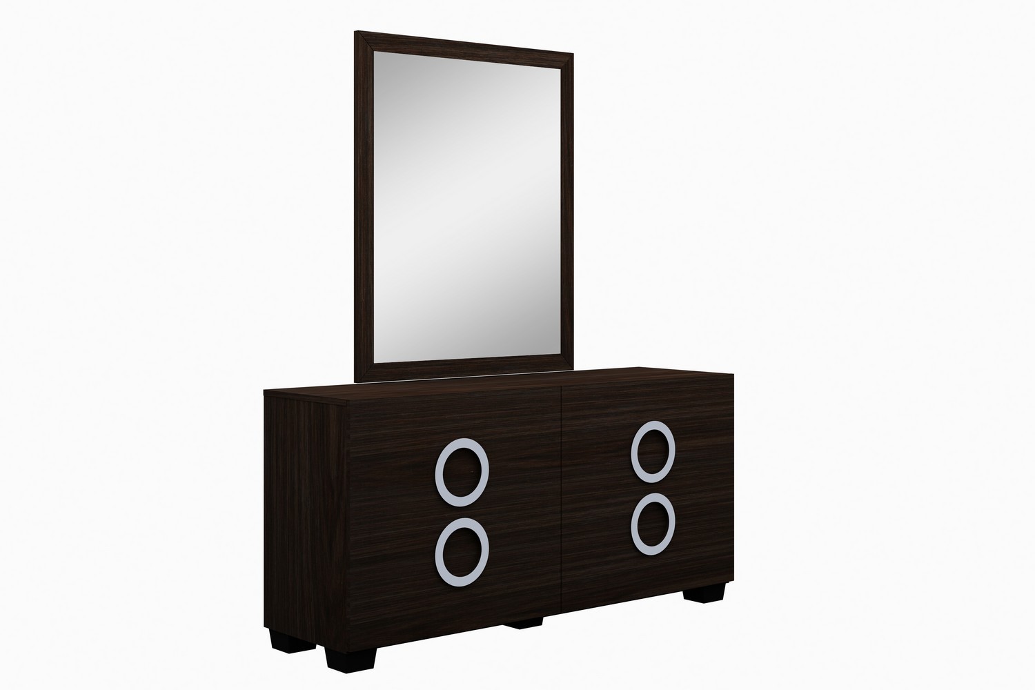 Four Piece Wood Brown Solid Wood Bedroom Set With Mirror - Image 4