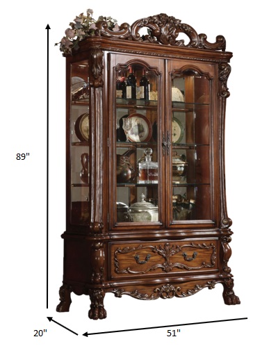 20" X 51" X 89" Cherry Oak Wood Poly Resin Glass Curio Cabinet - Image 5
