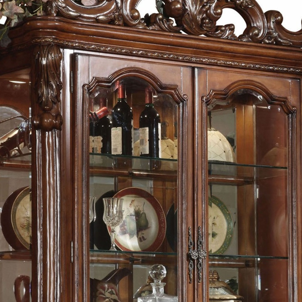 20" X 51" X 89" Cherry Oak Wood Poly Resin Glass Curio Cabinet - Image 2