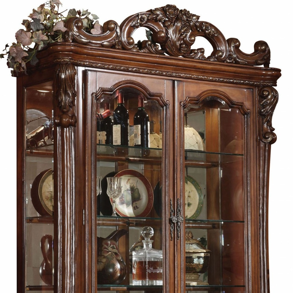 20" X 51" X 89" Cherry Oak Wood Poly Resin Glass Curio Cabinet - Image 3