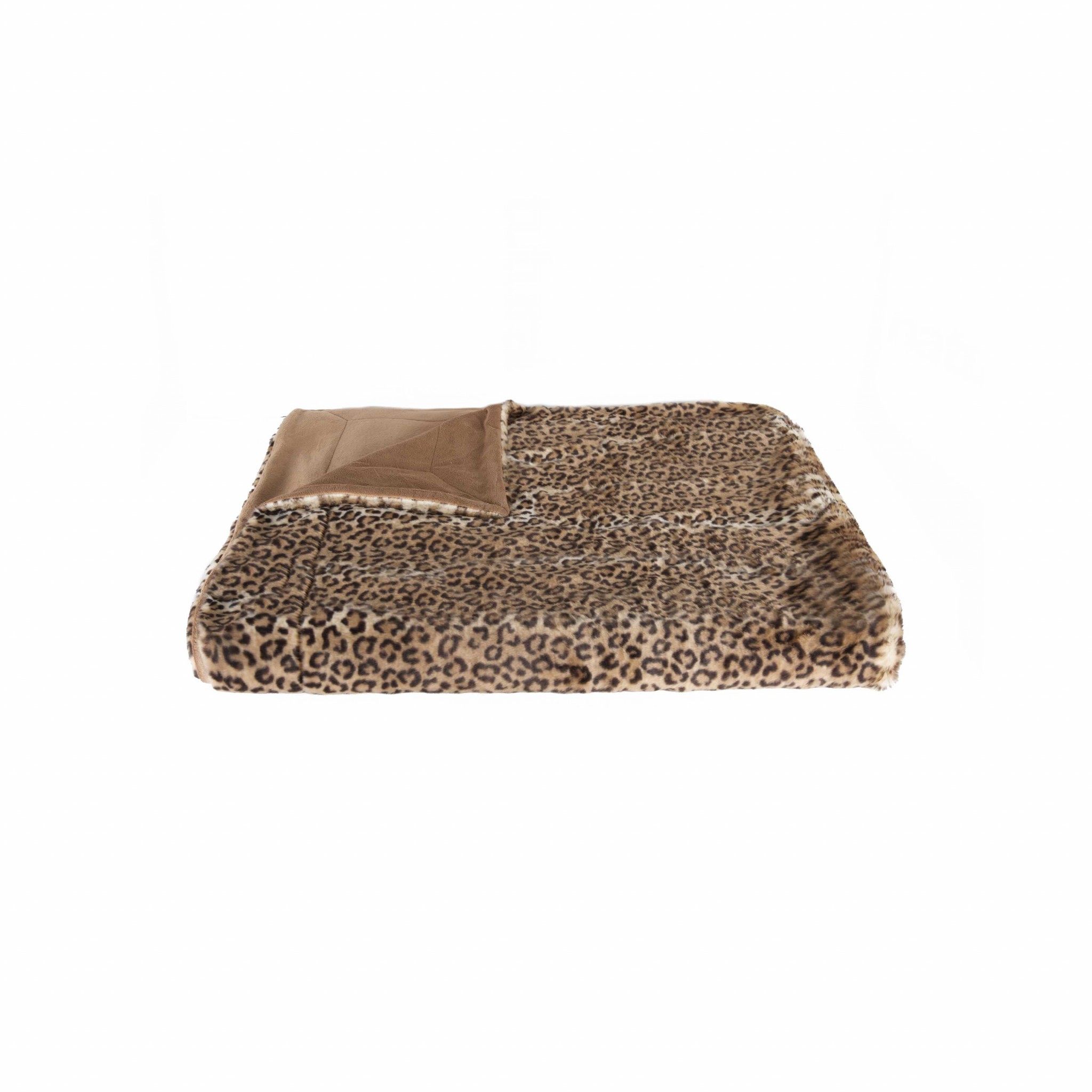 50" X 70" Brown and Black Faux Fur Leopard Plush Throw Blanket - Image 3