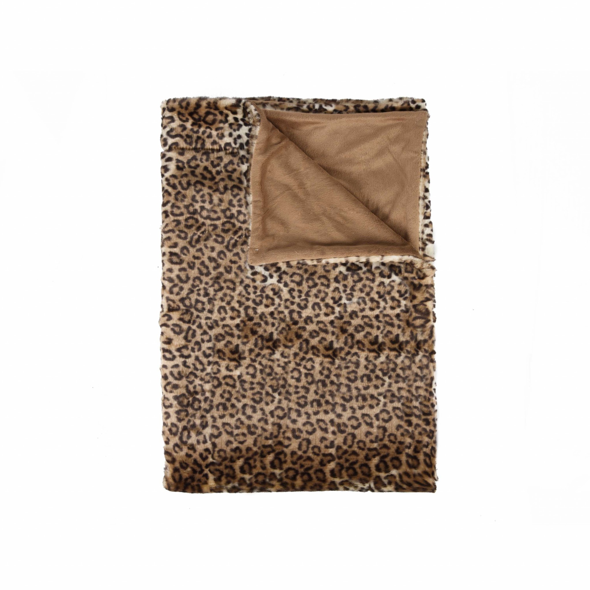 50" X 70" Brown and Black Faux Fur Leopard Plush Throw Blanket - Image 4