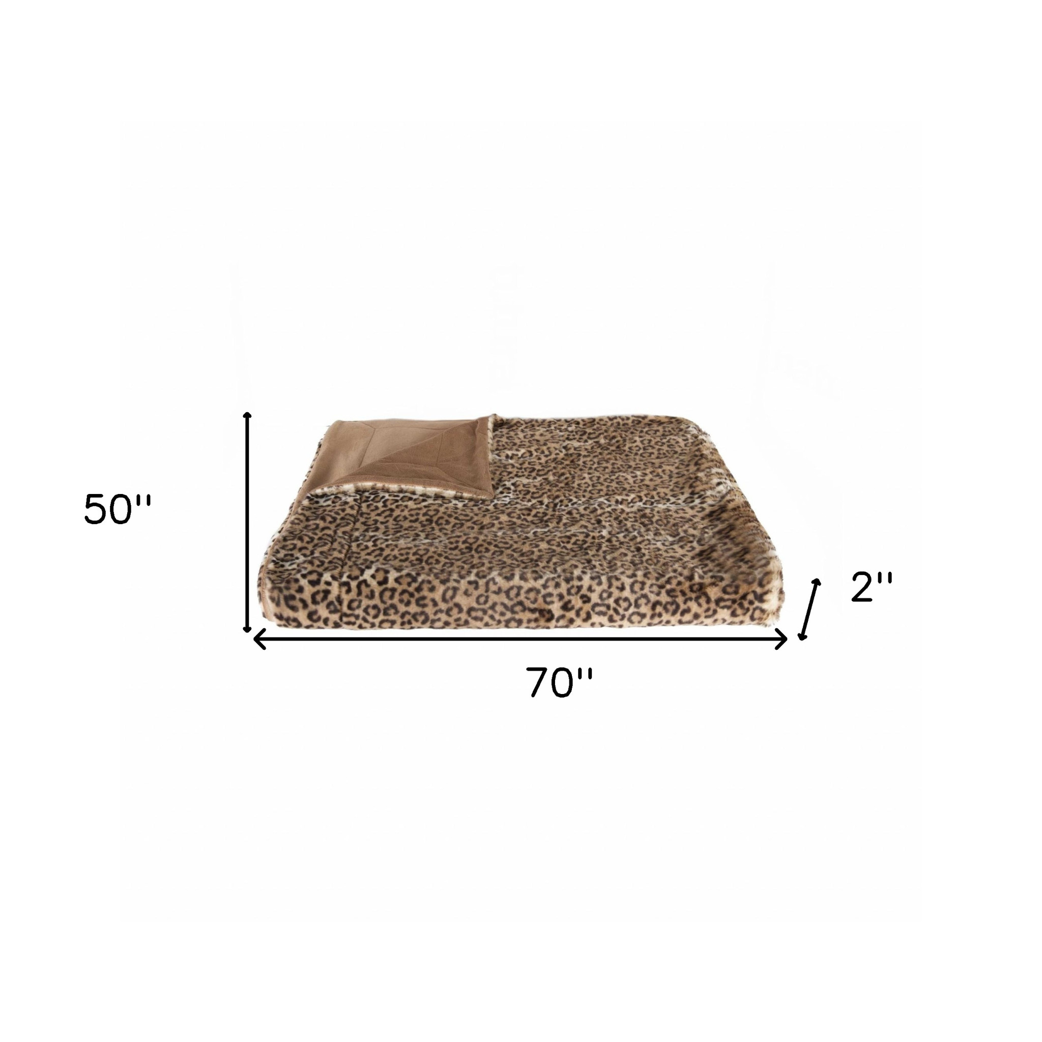50" X 70" Brown and Black Faux Fur Leopard Plush Throw Blanket - Image 8