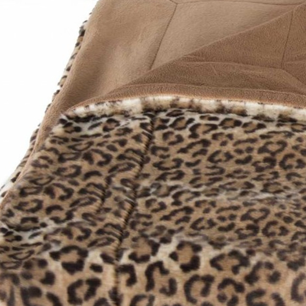 50" X 70" Brown and Black Faux Fur Leopard Plush Throw Blanket - Image 5