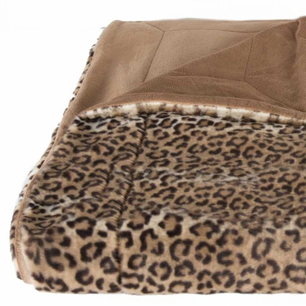 50" X 70" Brown and Black Faux Fur Leopard Plush Throw Blanket - Image 6