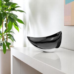 14" Black and Silver Aluminum Triangular Bowl