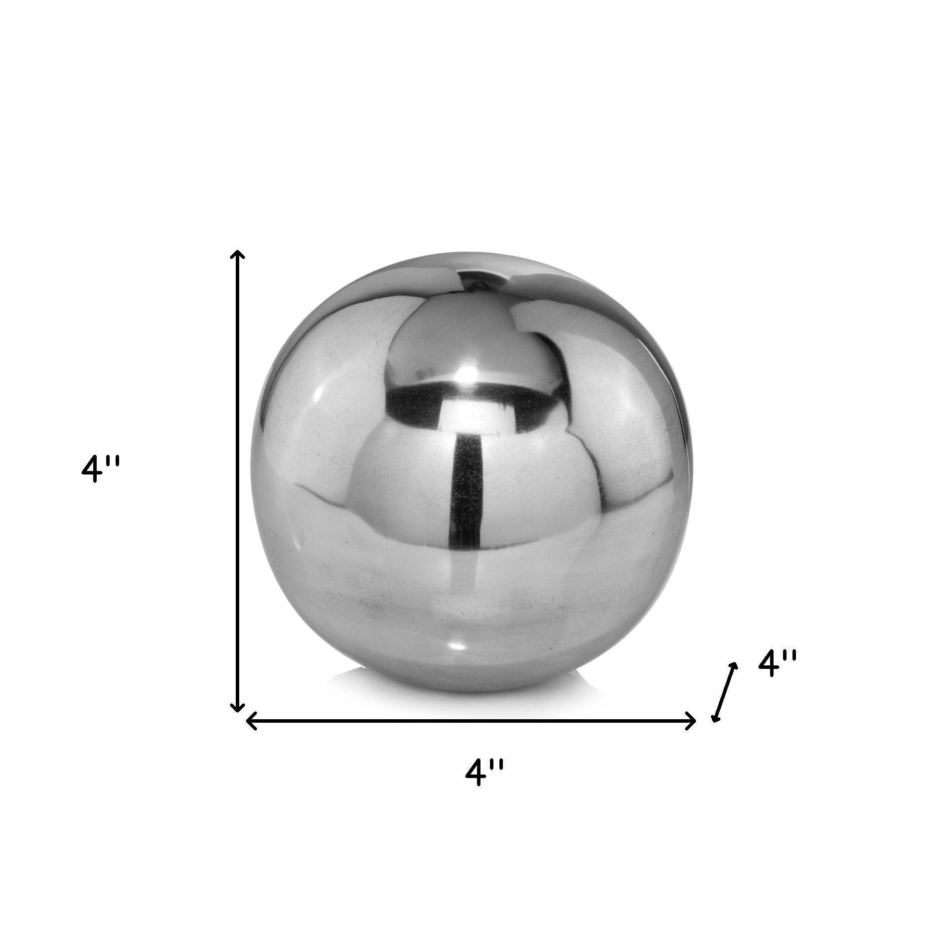 4" Silver Buffed Aluminum Decorative Orb - Image 6