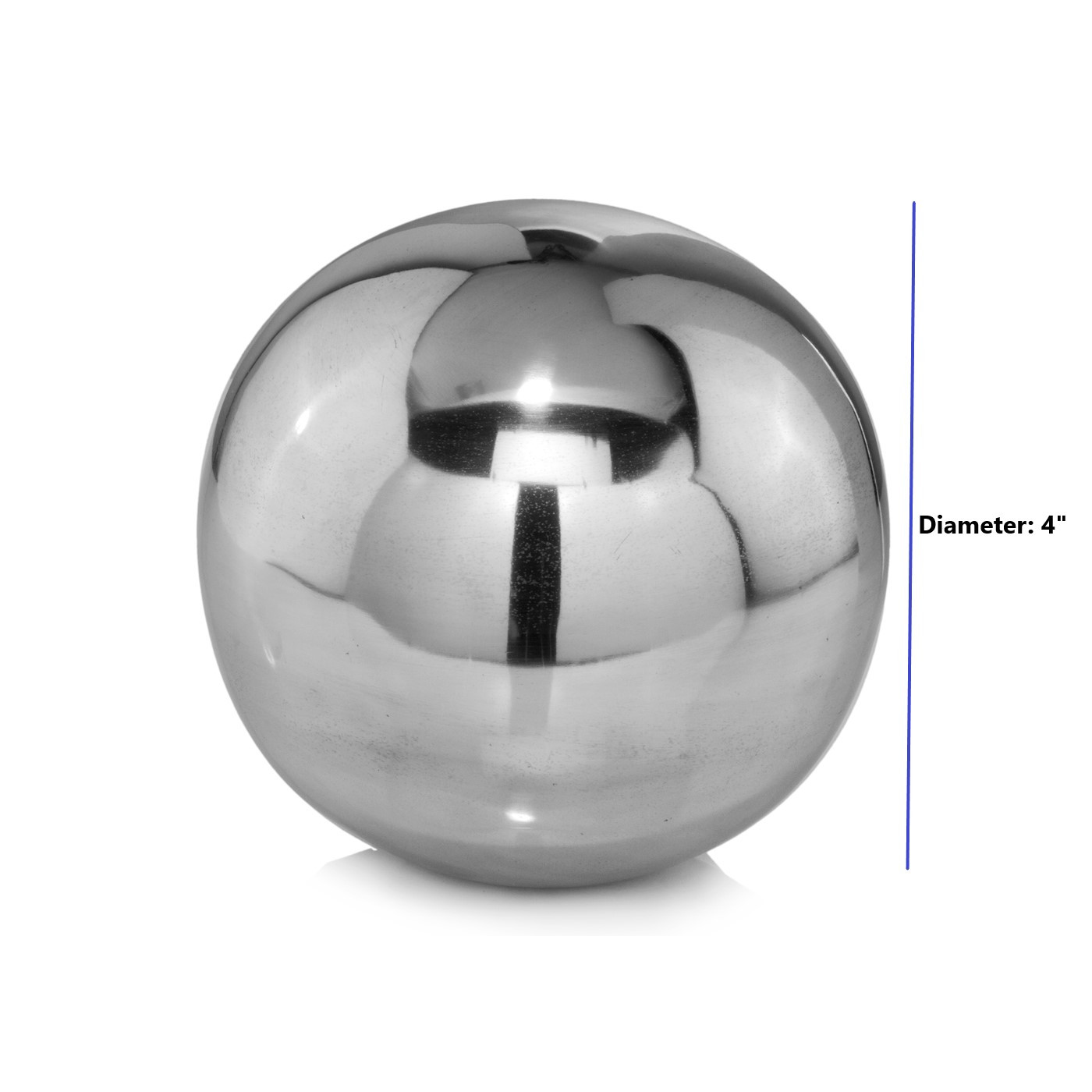 4" Silver Buffed Aluminum Decorative Orb - Image 7