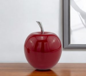 11" Red and Silver Aluminum Decorative Apple