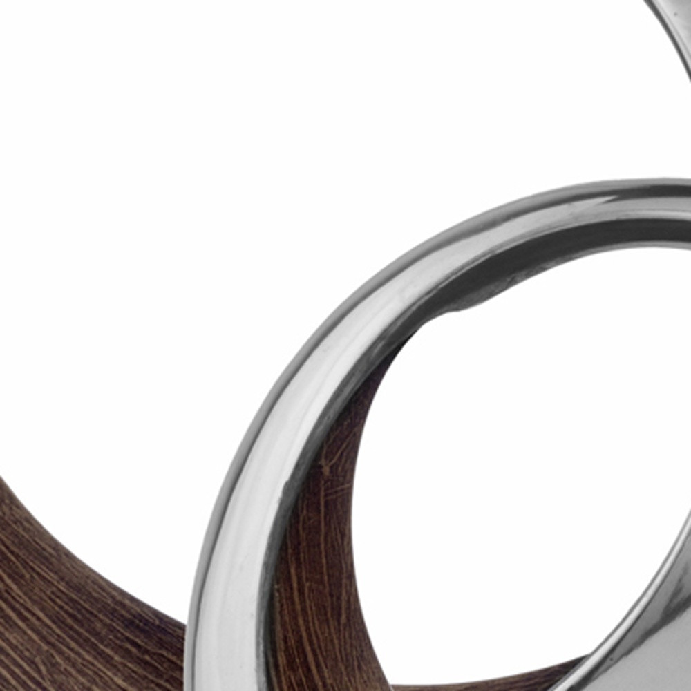 16" Silver and Brown Buffed Aluminum Tabletop Sculpture - Image 7