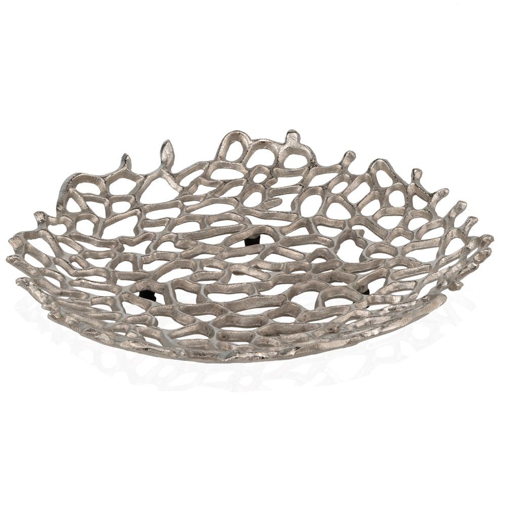 15" Silver Aluminum Coral Decorative Bowl - Image 3