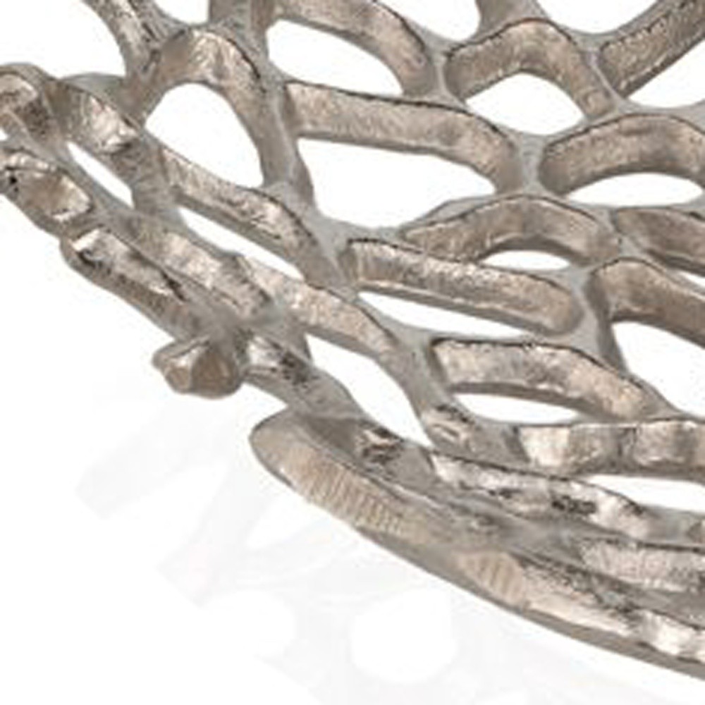 15" Silver Aluminum Coral Decorative Bowl - Image 5