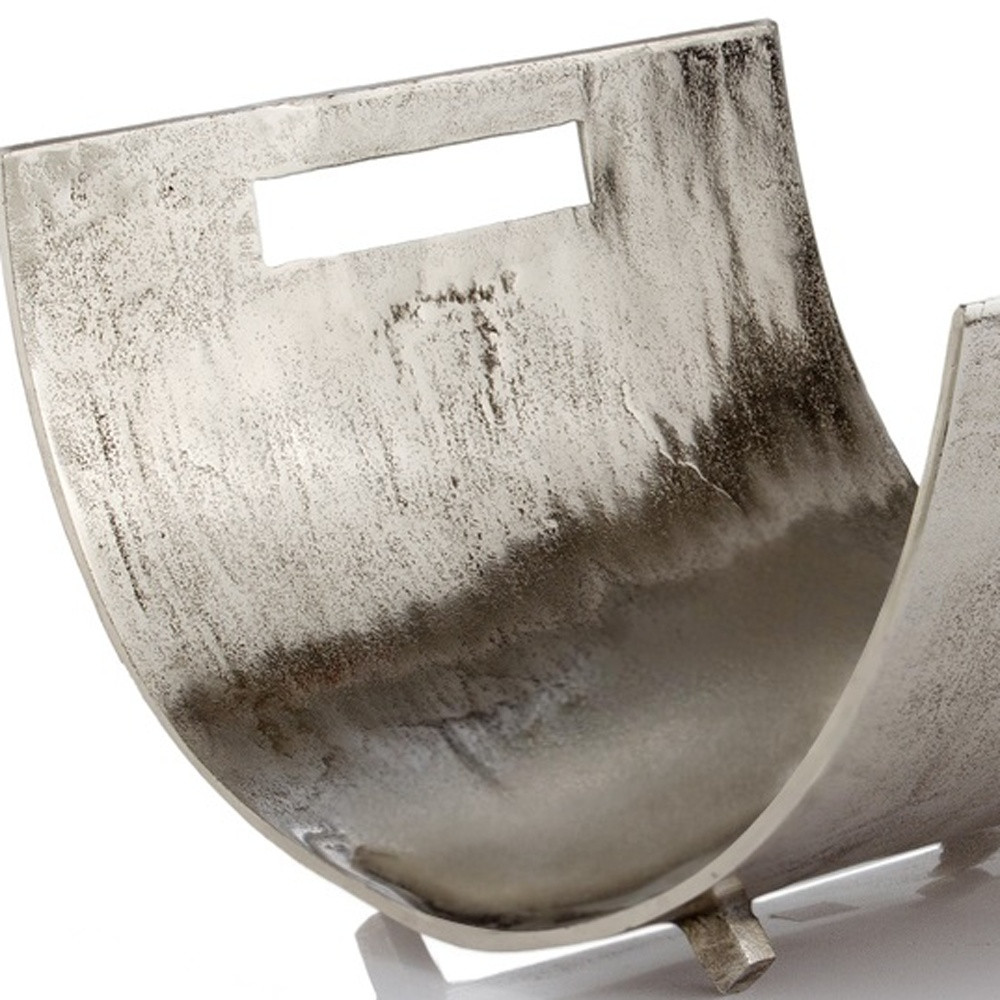 17" Brushed Silver Modern Magazine Basket - Image 4