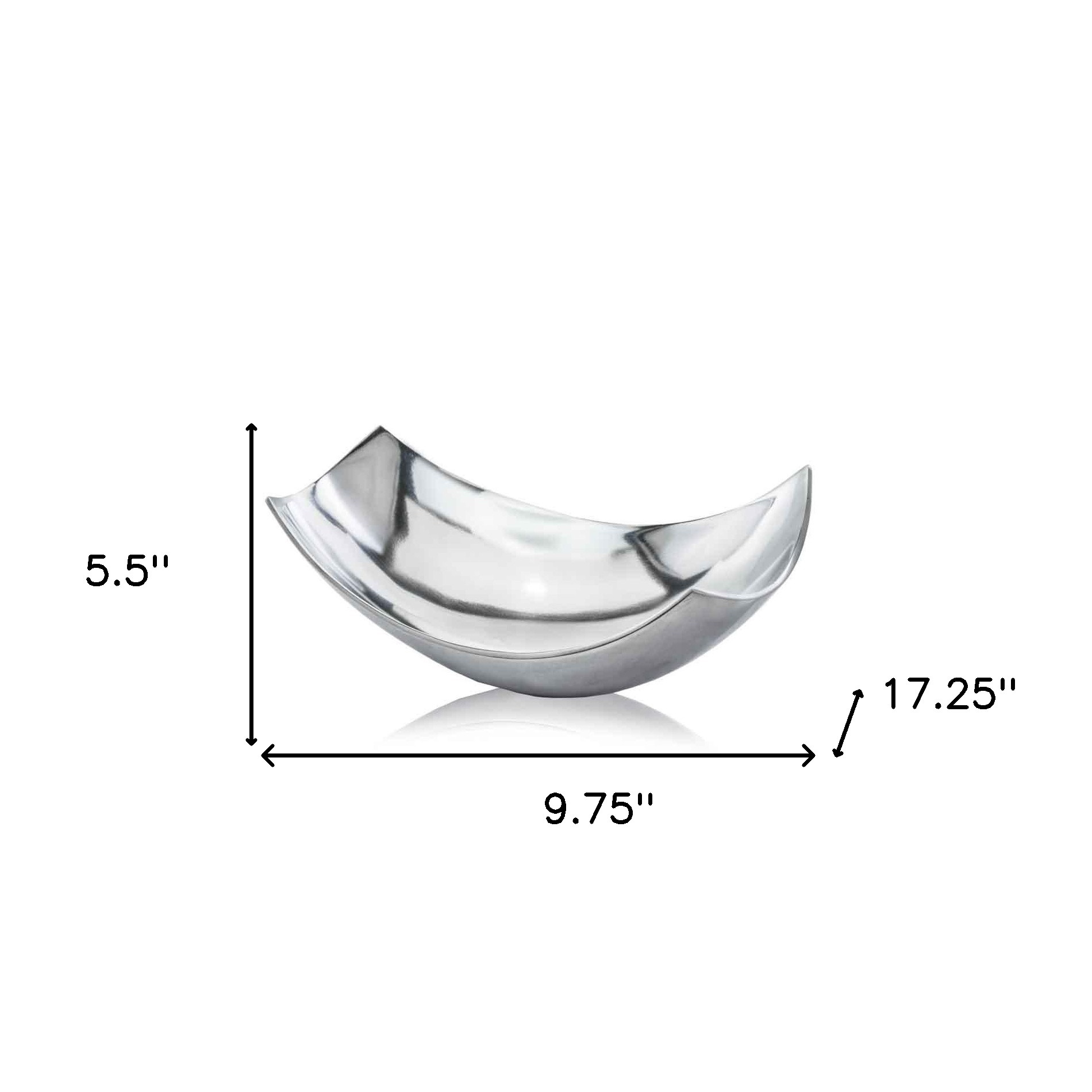 17" Silver Aluminum Scoop Centerpiece Bowl - Image 5