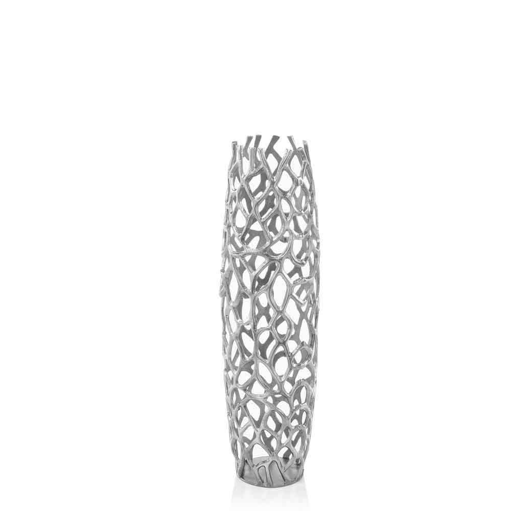 32" Aluminum Silver Twigs Cylinder Floor Vase - Image 2