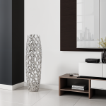 32" Aluminum Silver Twigs Cylinder Floor Vase