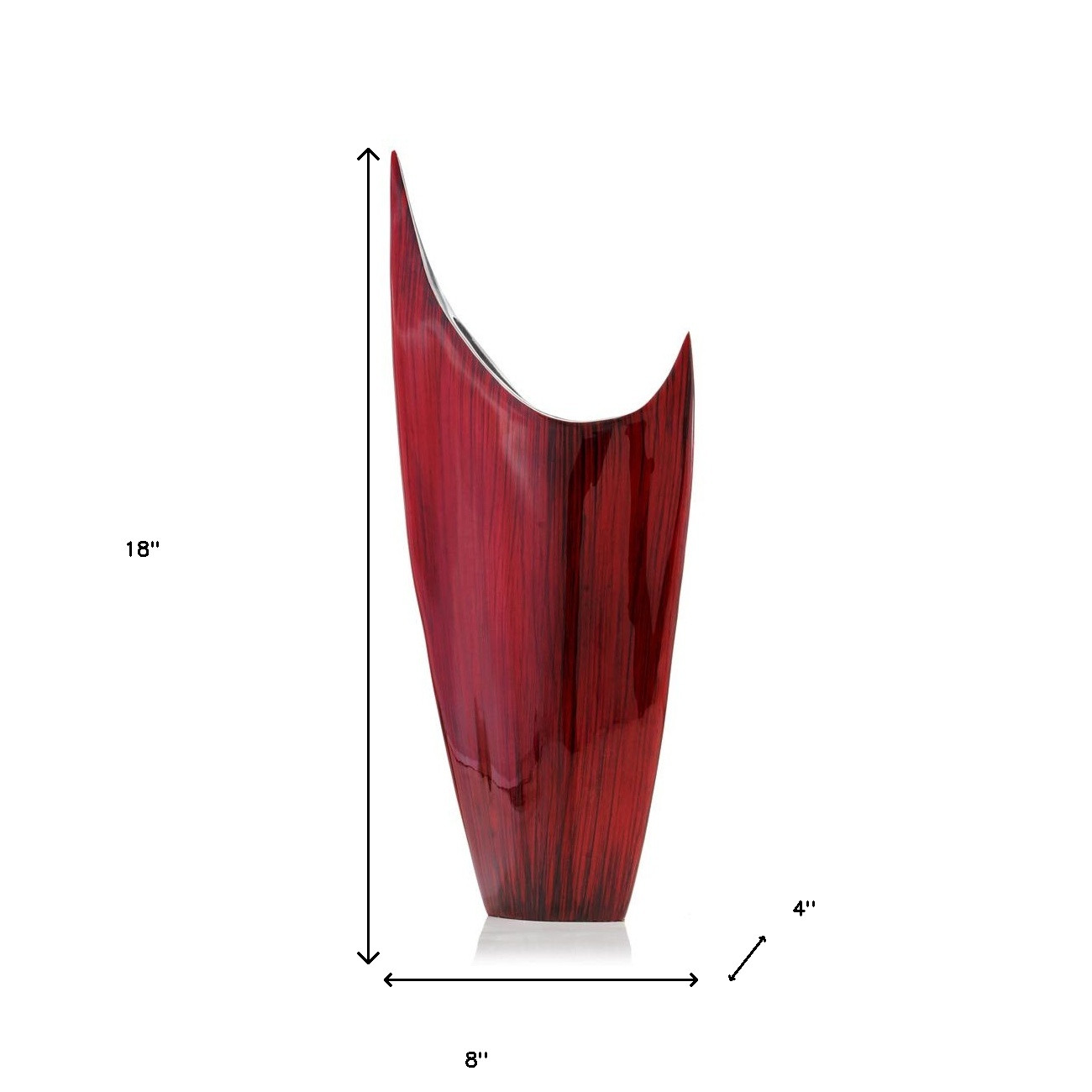 18" Red Aluminum Pointy Table Vase - Image 8