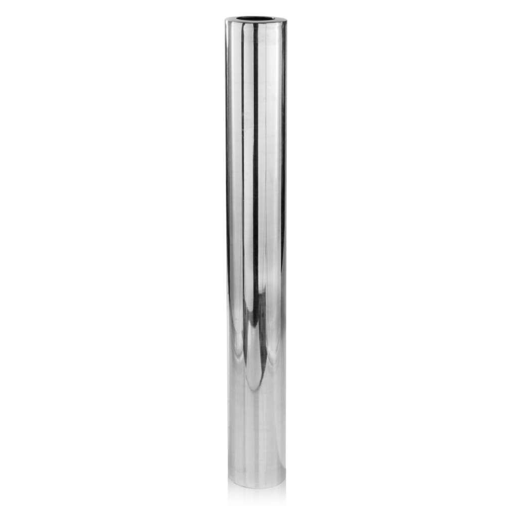 48" Silver Cylinder Aluminum Floor Vase - Image 2