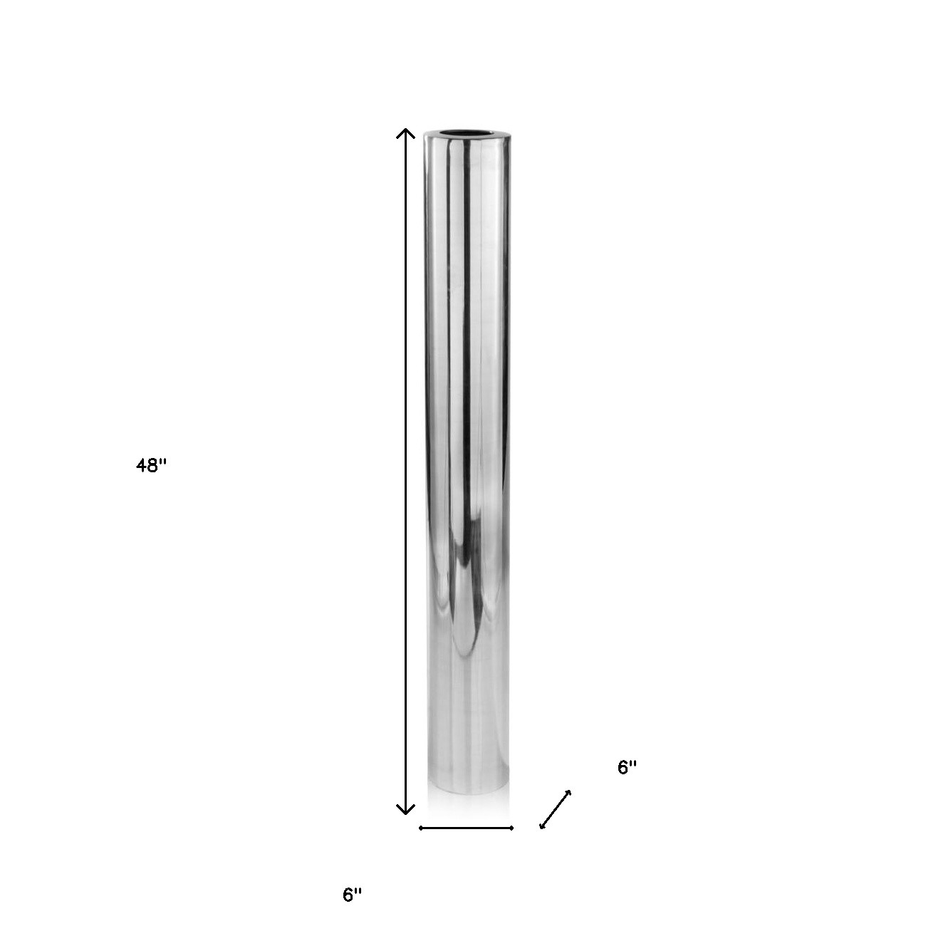48" Silver Cylinder Aluminum Floor Vase - Image 6