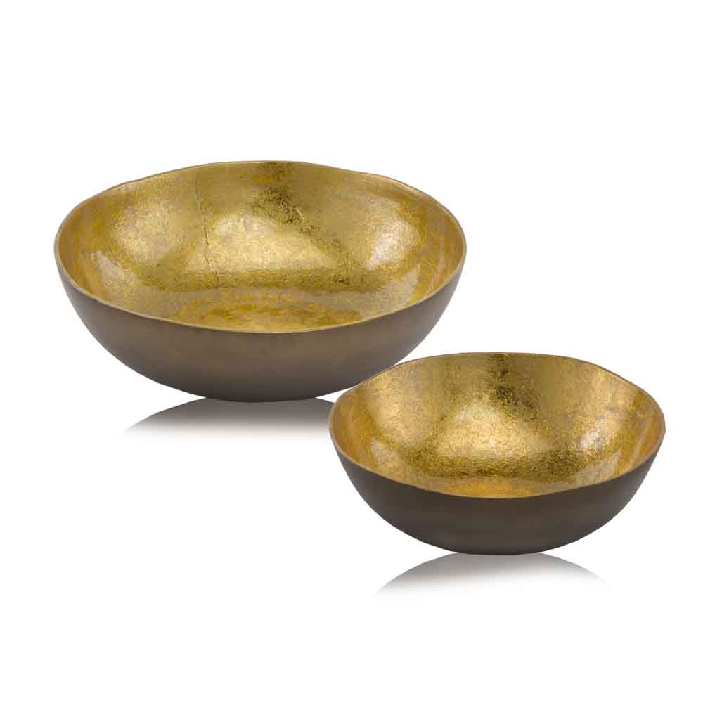 17" Gold and Bronze Aluminum Round Centerpiece Bowl - Image 3