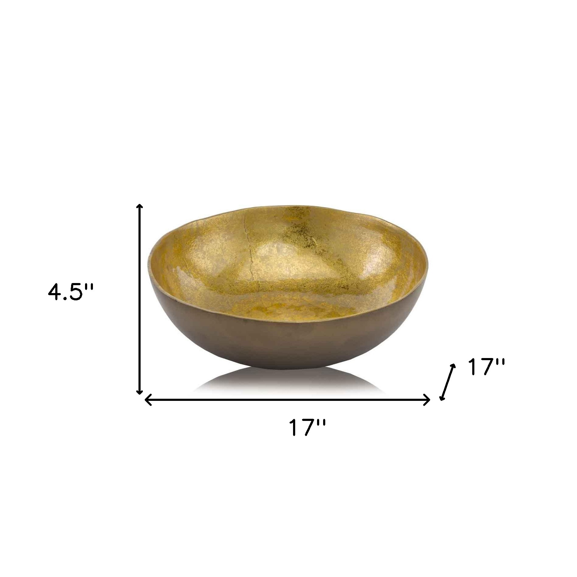 17" Gold and Bronze Aluminum Round Centerpiece Bowl - Image 5