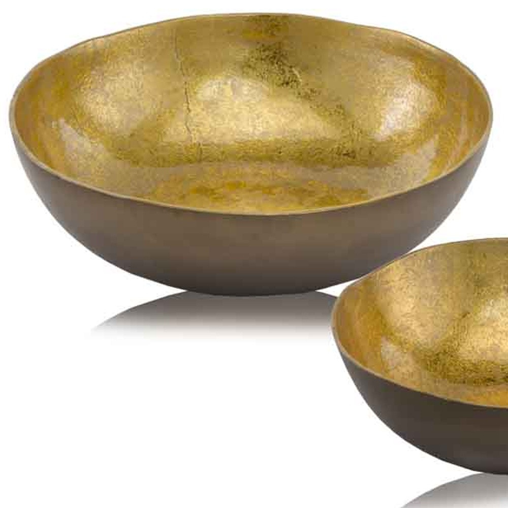 17" Gold and Bronze Aluminum Round Centerpiece Bowl - Image 4