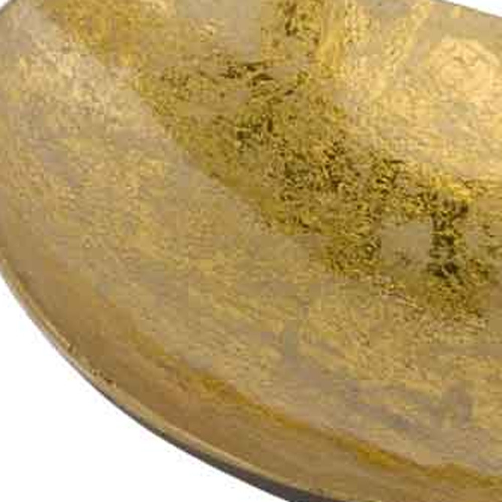 11" Gold and Bronze Aluminum Oval Centerpiece Bowl - Image 3