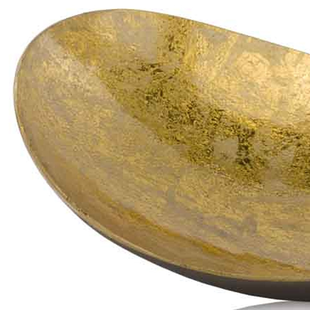 11" Gold and Bronze Aluminum Oval Centerpiece Bowl - Image 4